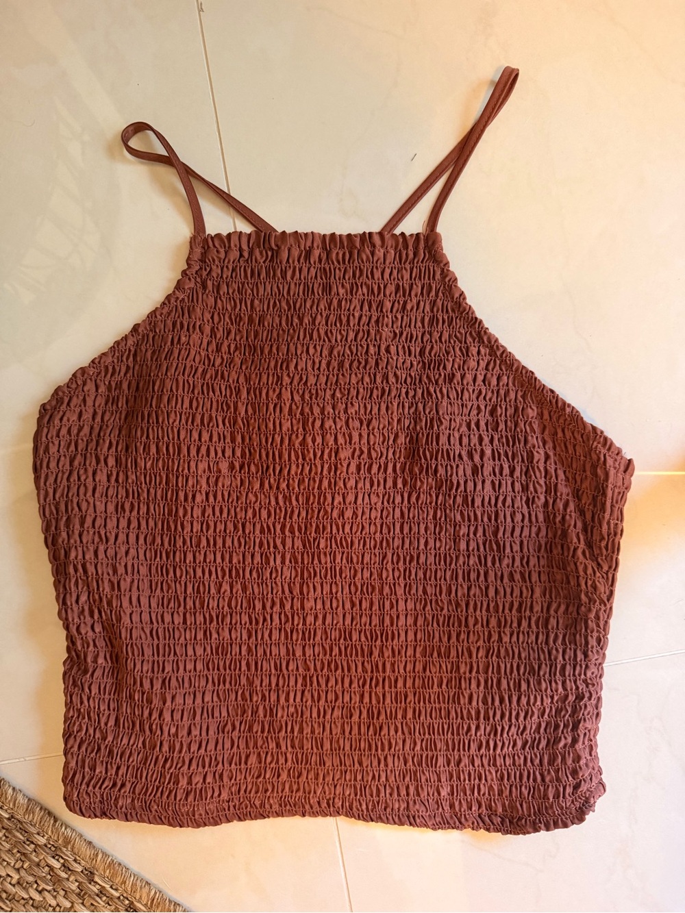 a new day Rust Brown Smocked Halter Crop Top - Picture 3 of 5